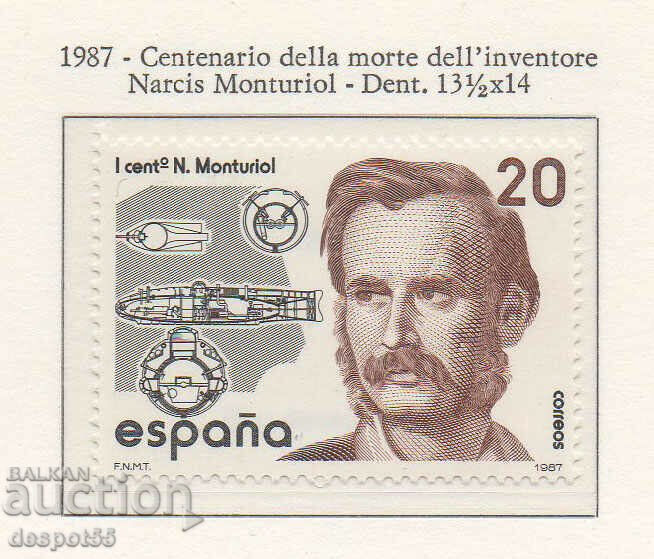 1987. Ισπανία. 100 χρόνια από τον θάνατο του Narciso Monturiol.