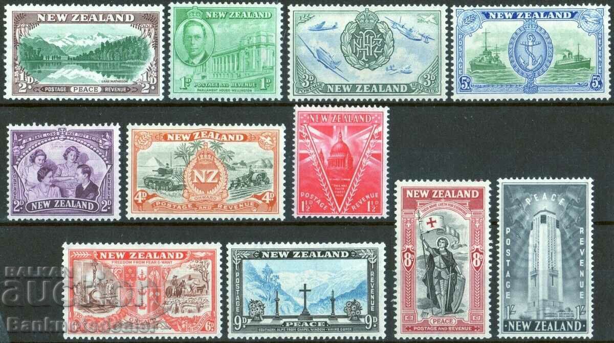 Noua Zeelandă 1946 QEII Pace set de 11 timbre monetărie