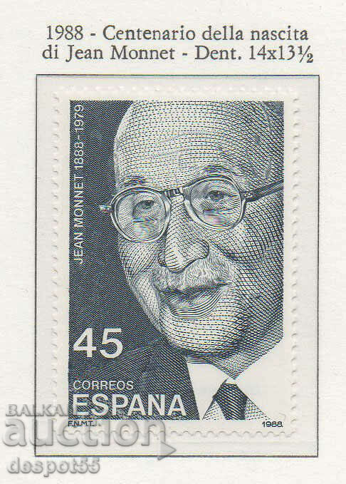 1988. Ισπανία. 100 χρόνια από τη γέννηση του Jean Monnet, 1888-1979.