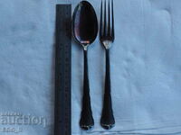 Ustensile pentru lingură și furculiță placate cu argint BSF 90 solid nou