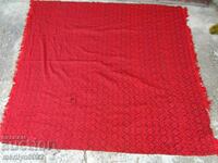 Стара  Кувертюра червена вълнена покривка шарения килим