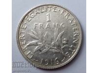 1 франк сребро Франция 1916 -  сребърна монета №6
