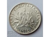 Ασημένιο 1 φράγκου Γαλλία 1916 - ασημένιο νόμισμα №7