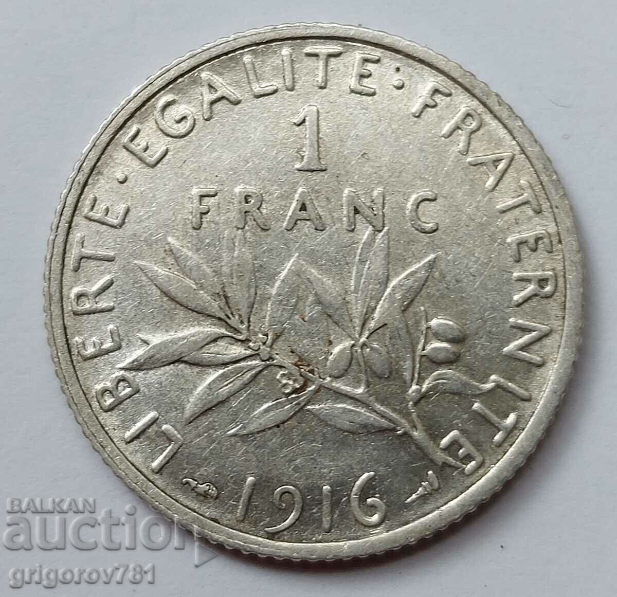 1 franc argint Franța 1916 - monedă de argint №9