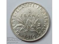 1 франк сребро Франция 1916 -  сребърна монета №9