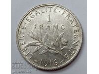 1 франк сребро Франция 1916 -  сребърна монета №10