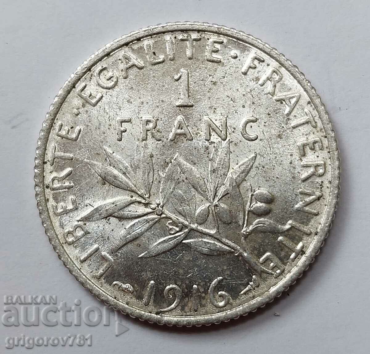 1 франк сребро Франция 1916 -  сребърна монета №12