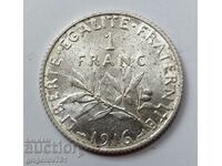 1 franc silver France 1916 - silver coin №12
