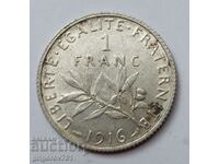 1 franc silver France 1916 - silver coin №13