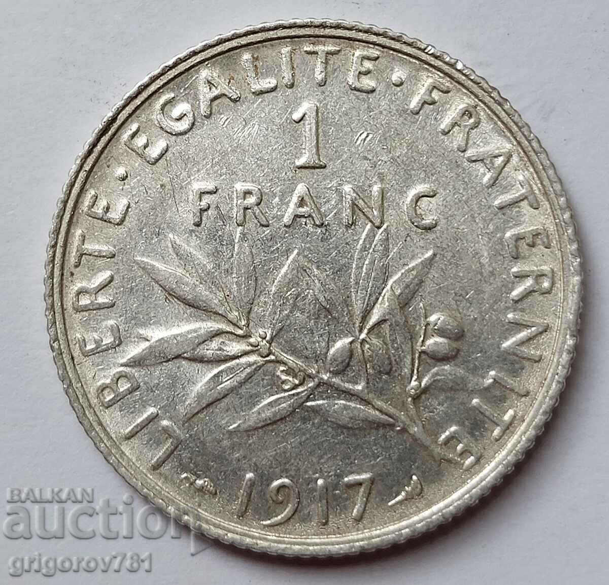 1 франк сребро Франция 1917 -  сребърна монета №15