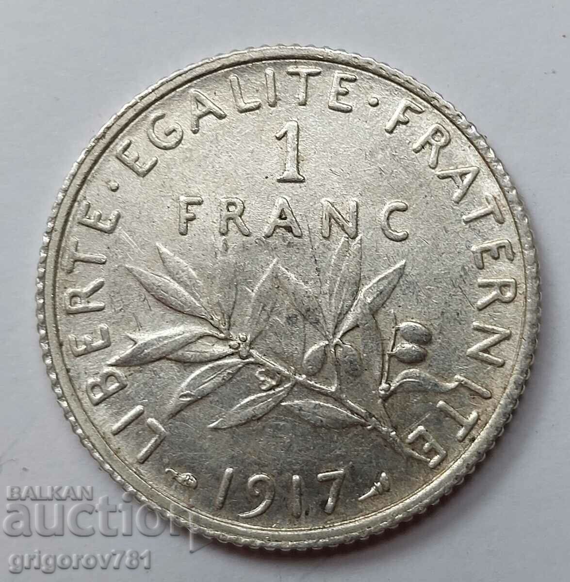 1 франк сребро Франция 1917 -  сребърна монета №16