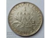 1 франк сребро Франция 1918 -  сребърна монета №18
