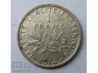 1 франк сребро Франция 1914 -  сребърна монета №25