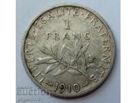 1 франк сребро Франция 1910 -  сребърна монета №30