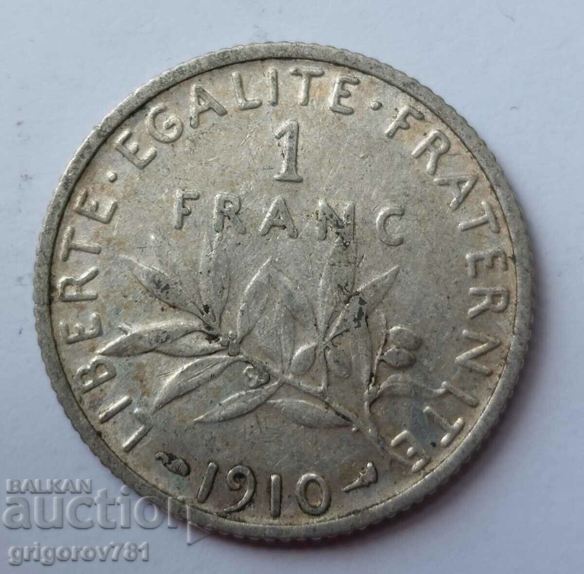 Ασημένιο 1 φράγκου Γαλλία 1910 - ασημένιο νόμισμα №31