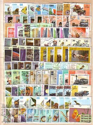 Lot of 100 differences with Cuba stamp