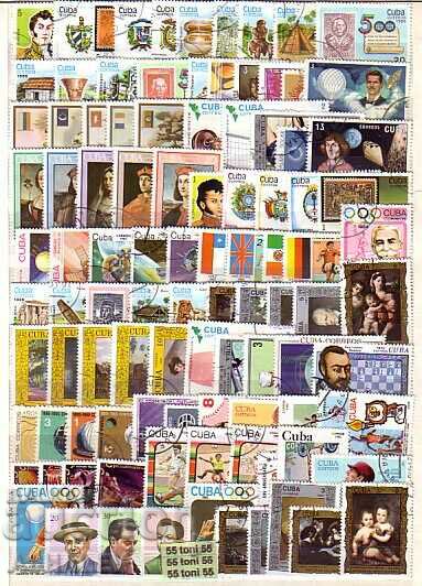 Lot of 100 differences with Cuba stamp