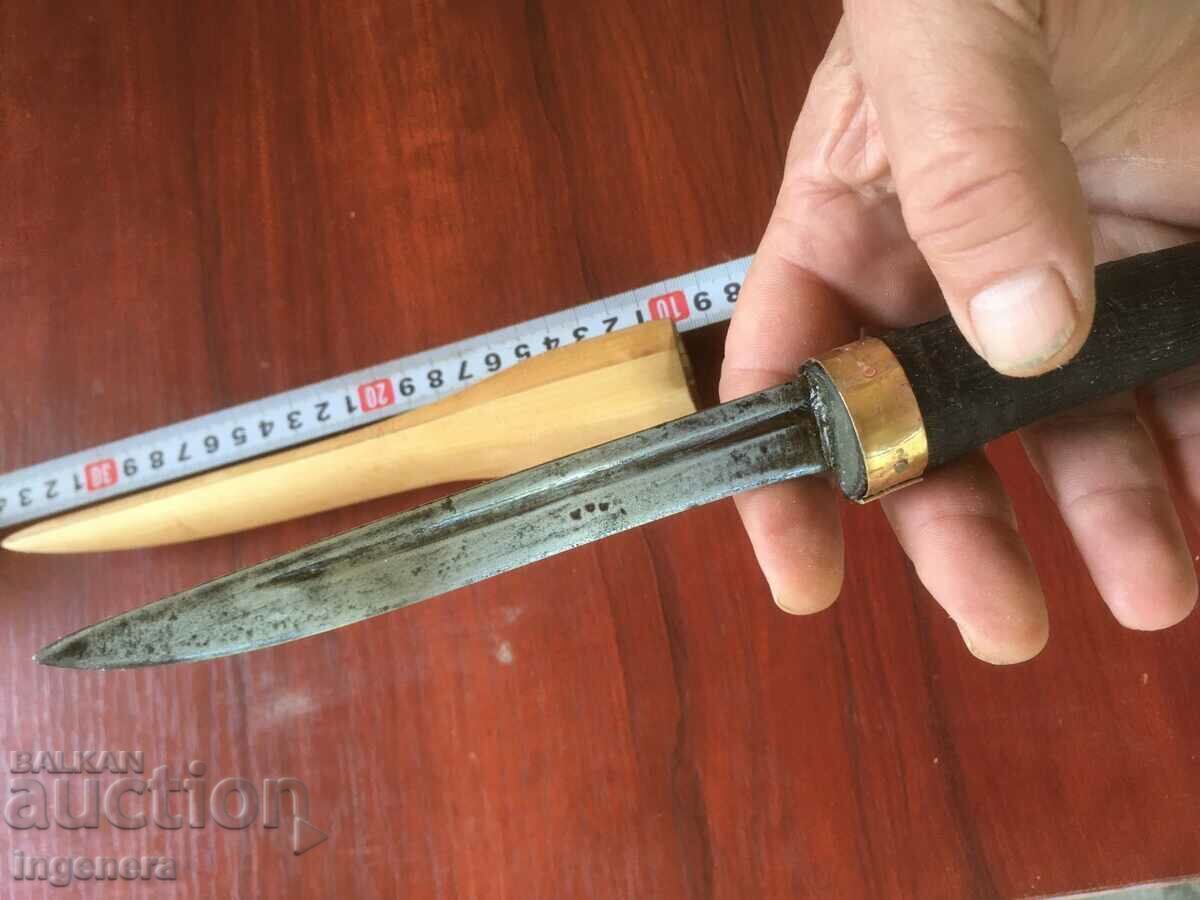 НОЖ ОСТРИЕ С ДРЪЖКА ОТ РОГ НА ДИВА КОЗА И ДЪРВЕНА КАНИЯ - 5