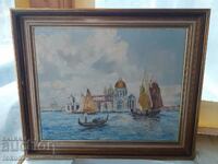 Old master painting oil on canvas signed frame