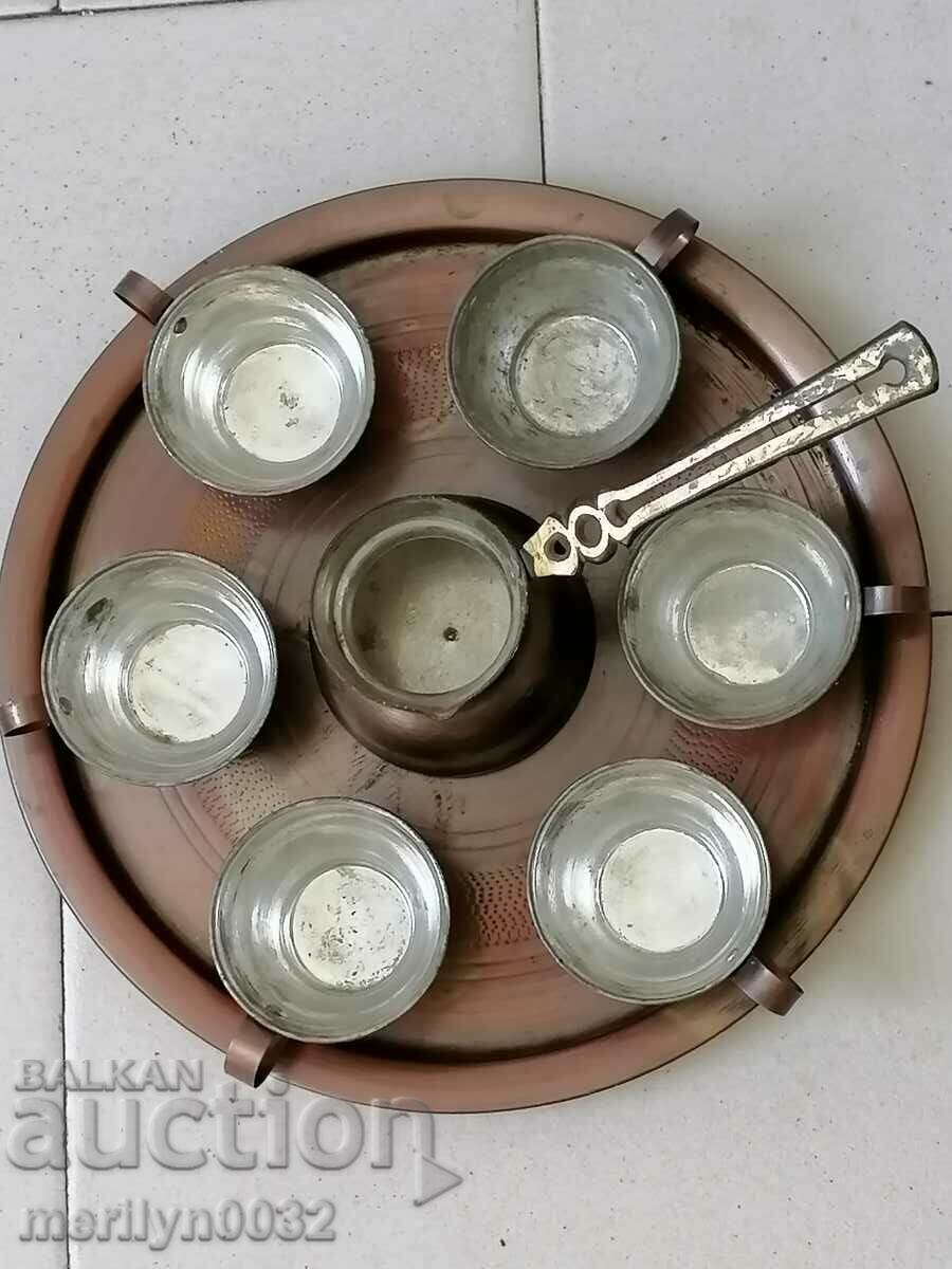 Δημοπρασία Σέρβις καφέ χαλκού, χαλκός, χάλκινη κατσαρόλα, φλιτζάνια, φλιτζάνια