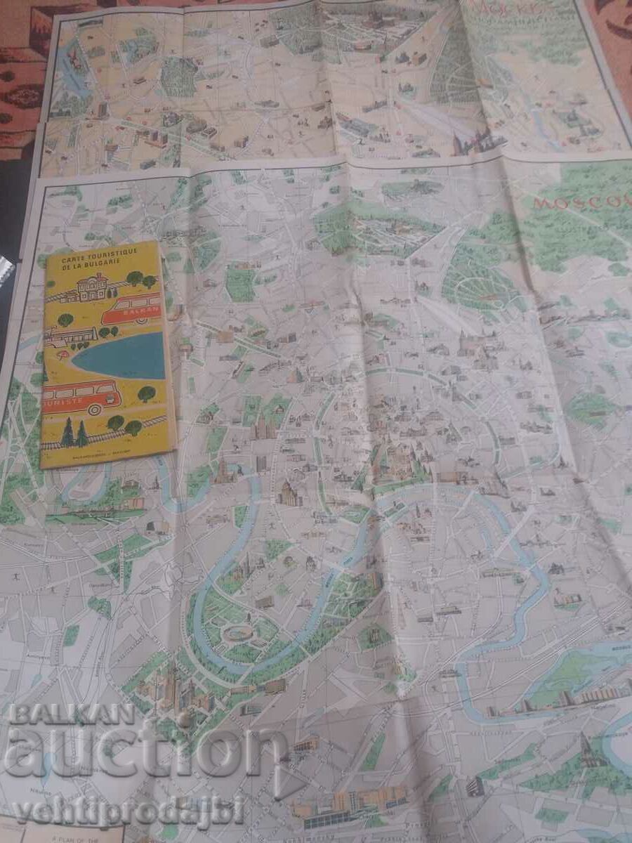 Πολλοί παλιοί πανοραμικοί χάρτες της Μόσχας και της Βουλγαρίας