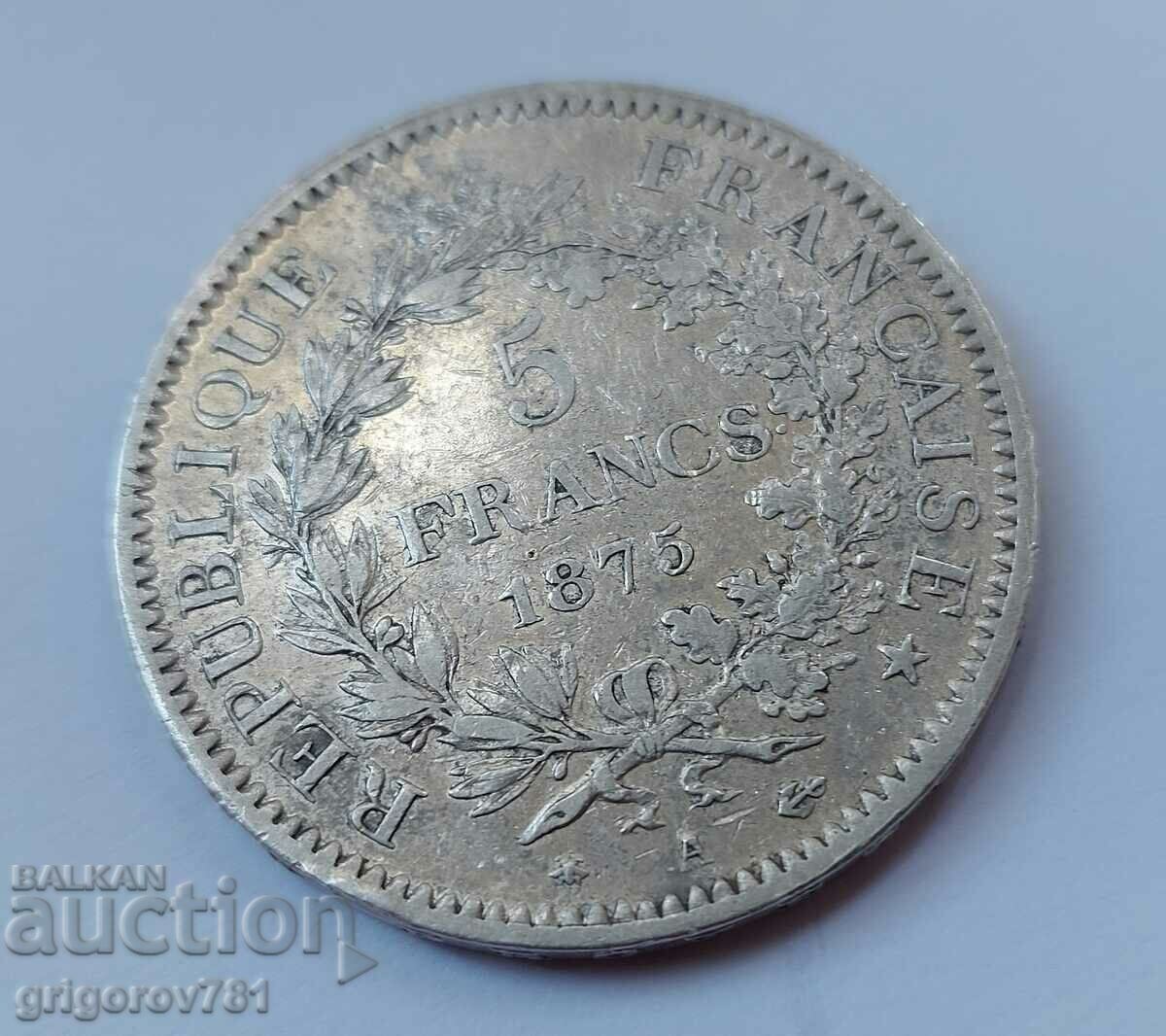 Ασημένιο 5 φράγκα Γαλλία 1875 Ένα ασημένιο νόμισμα #17 - 5