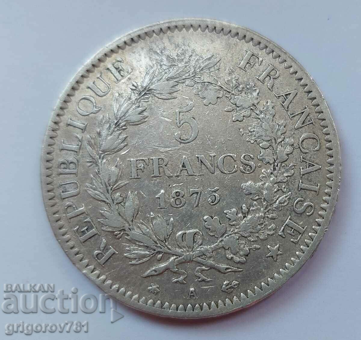 5 franci argint Franța 1875 O monedă de argint # 17