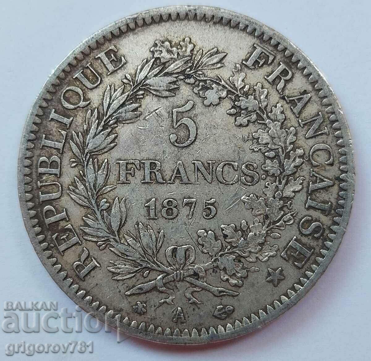 5 francs silver France 1875 A silver coin # 19