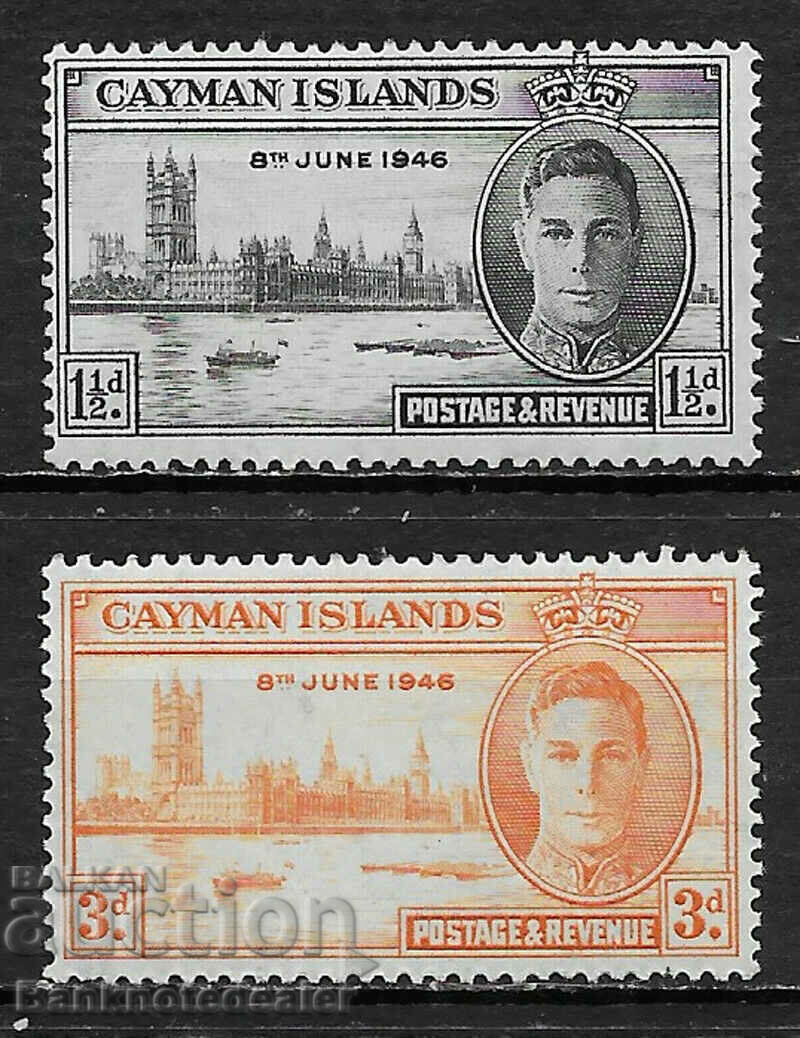 CAYMAN ISLANDS 1946  PEACE ISSUE SET OF 2 MH