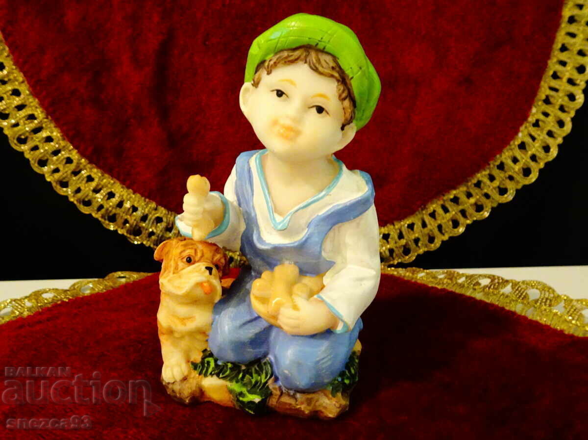 German porcelain figurine Child with dog German porcelain figurine Child with dog