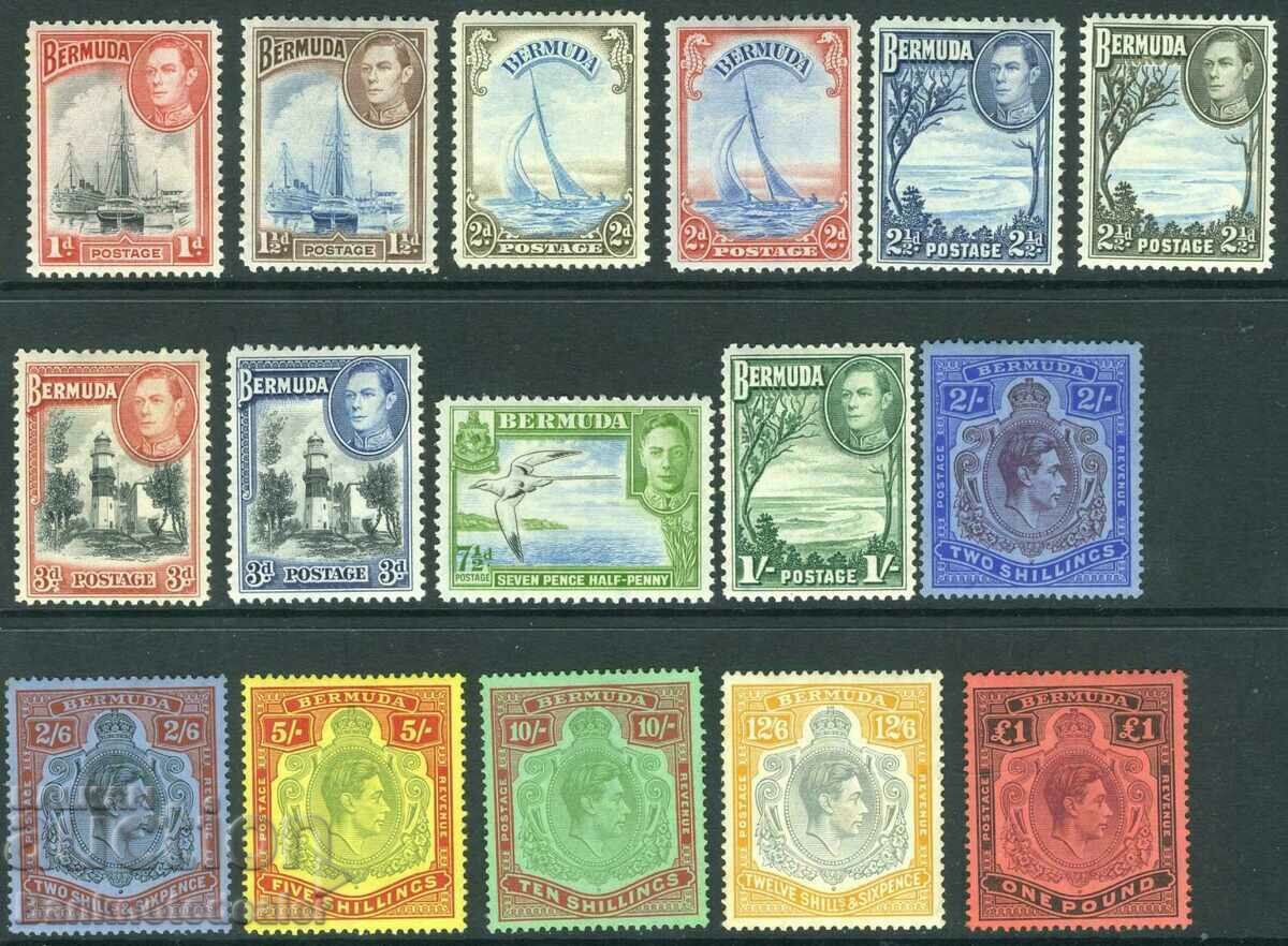BERMUDA 1938-52 Setat la 1 GBP. set Sg 110-121c 12-6 Cat 360 GBP