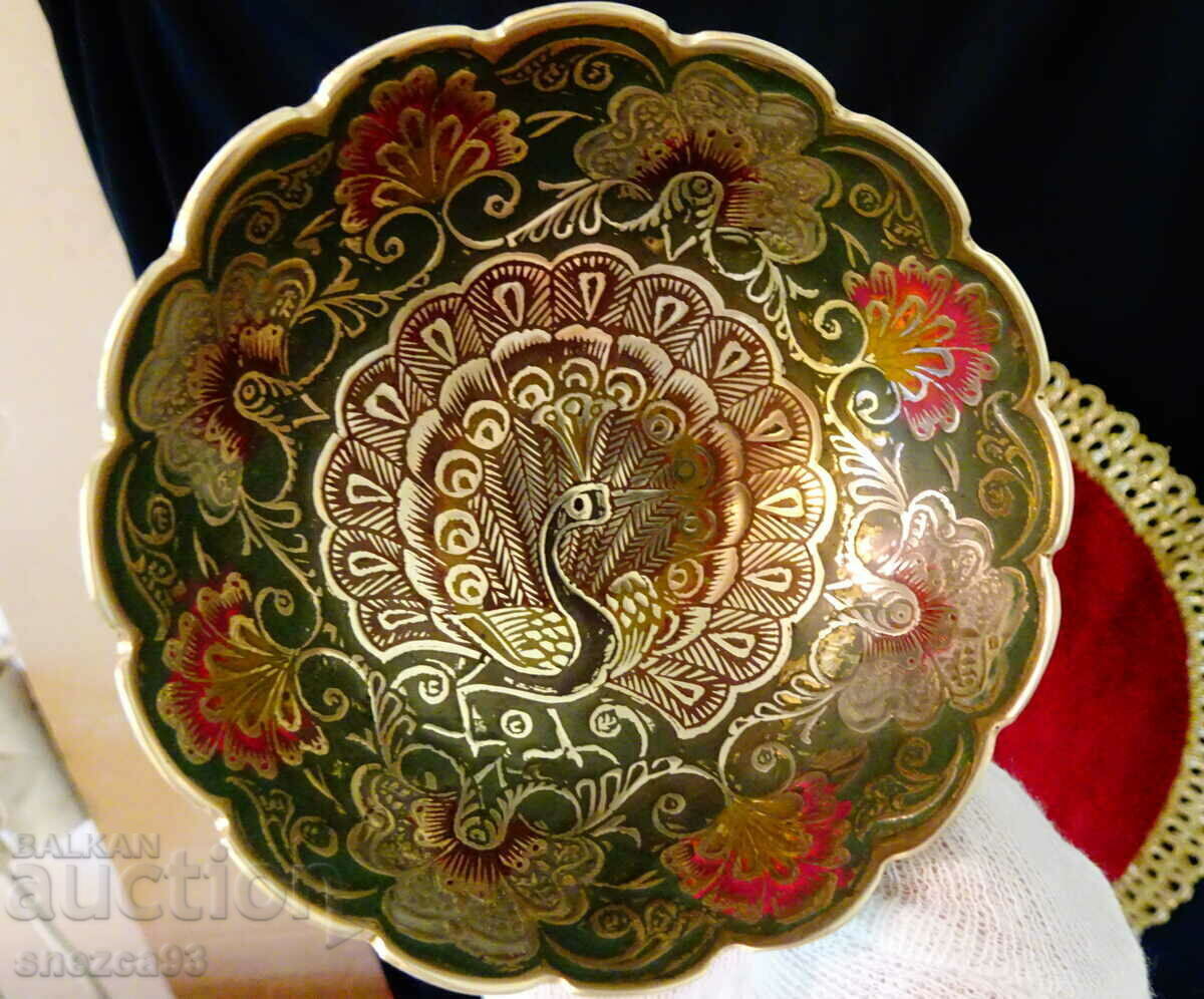 Bronze bonbonniere, cell enamel, peacock. with price 35.00 BGN | € 17.90 Bronze bonbonniere, cell enamel, peacock. with price 35.00 BGN | € 17.90