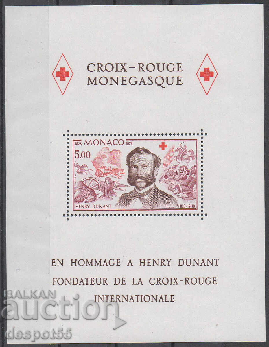 1978. Monaco. Henri Dunant - fondatorul Crucii Roșii. Bloc.