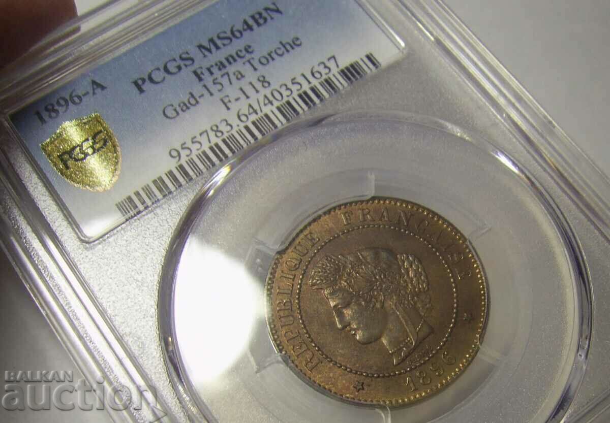 Delivery of 2150 BGN !! RRR !! TORCH France 5 centimes 1896 MS64BN Delivery of 2150 BGN !! RRR !! TORCH France 5 centimes 1896 MS64BN