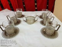 Russian service USSR skimmed with cups and sugar bowl.