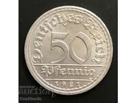 Γερμανία. Βαϊμάρη. 50 pfennig 1921 (Α).