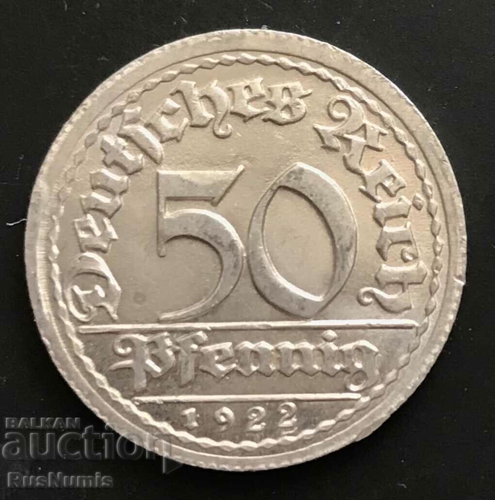Γερμανία. Βαϊμάρη. 50 pfennig 1922 (G).