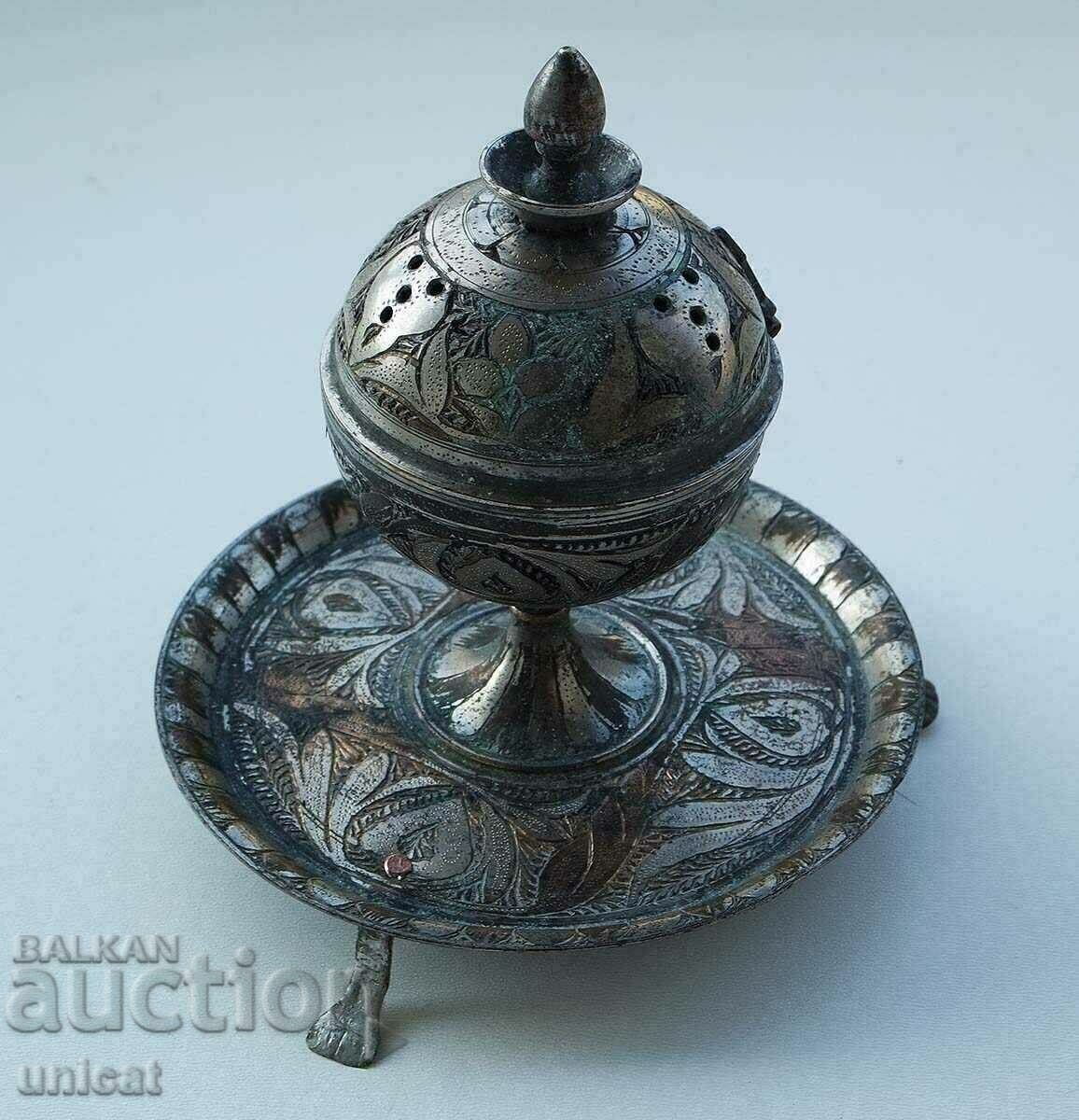 Antique, antique censer, engraved, silver