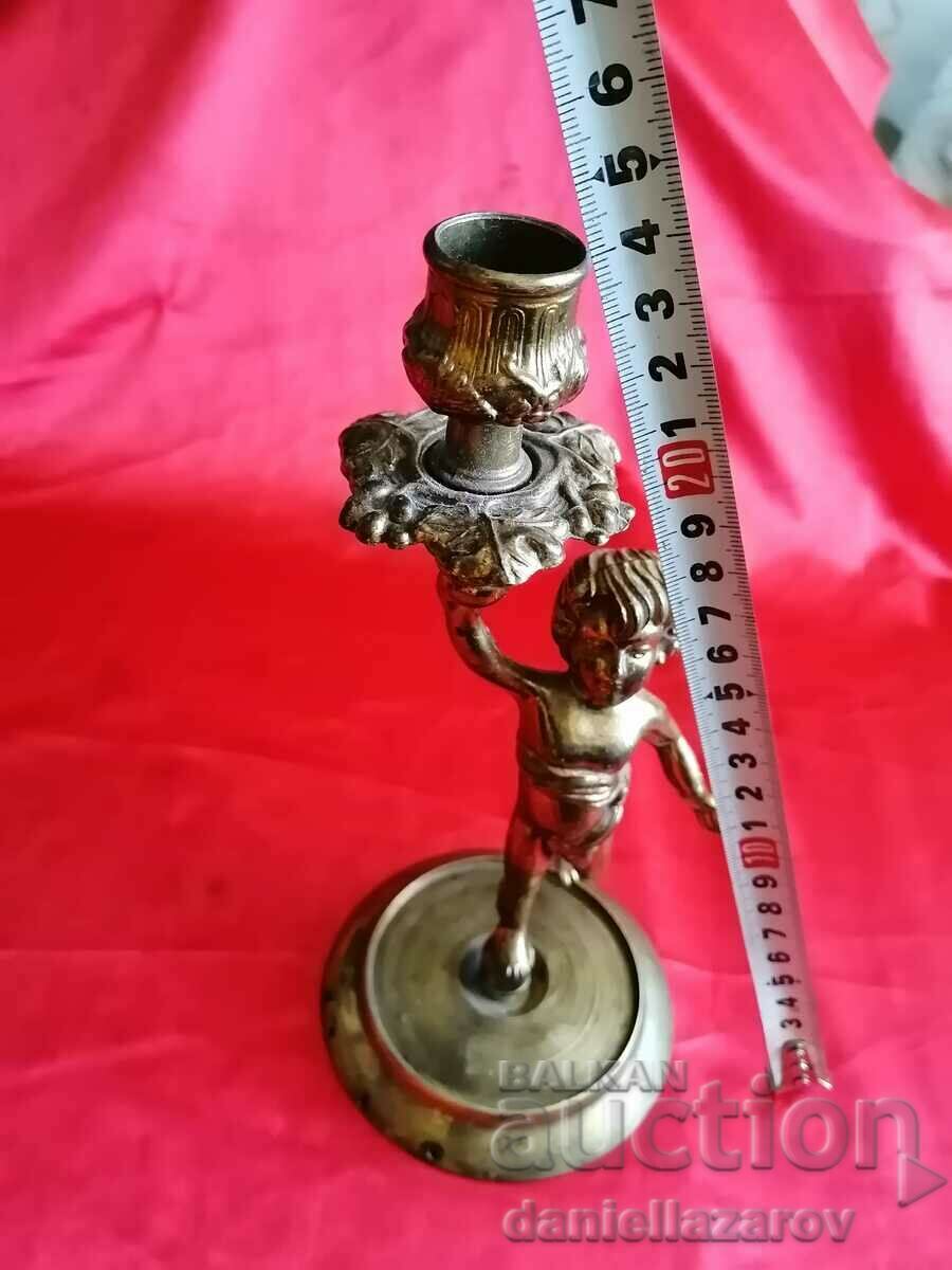 Bronze Baroque Candlestick Boy - 6 Bronze Baroque Candlestick Boy - 6