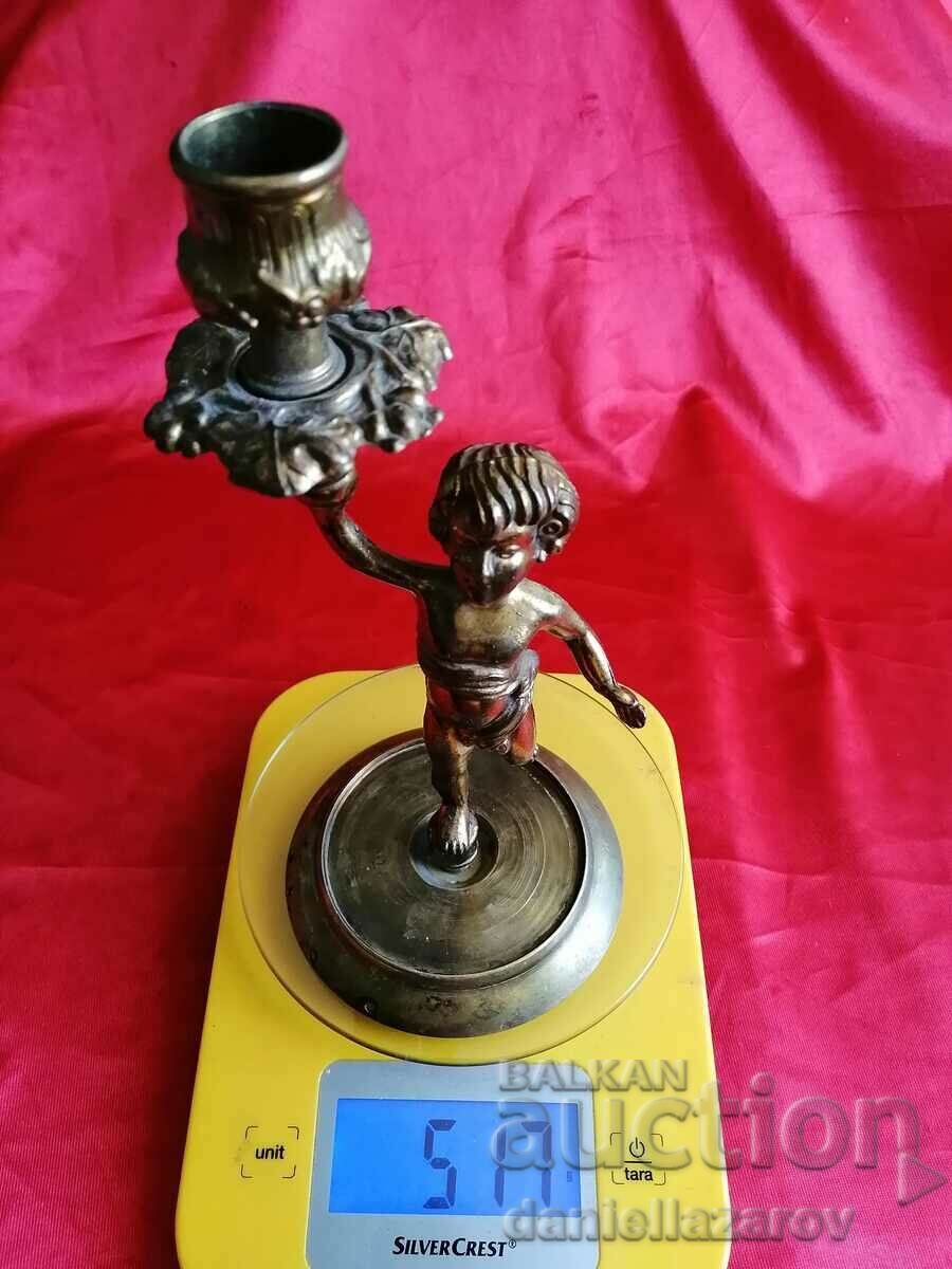 Bronze Baroque Candlestick Boy - 7 Bronze Baroque Candlestick Boy - 7