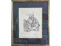 Stoyan Venev 1958 drawing Current political caricature