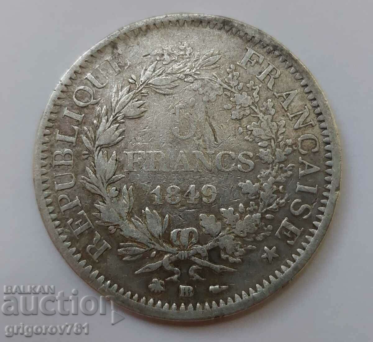5 franci argint Franța 1849 BB - monedă de argint # 28
