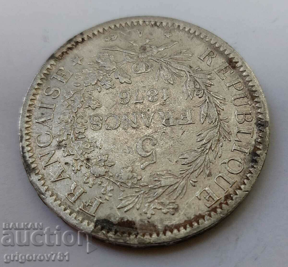 Ασημένιο 5 φράγκα Γαλλία 1876 Α - ασημένιο νόμισμα # 29 - 5