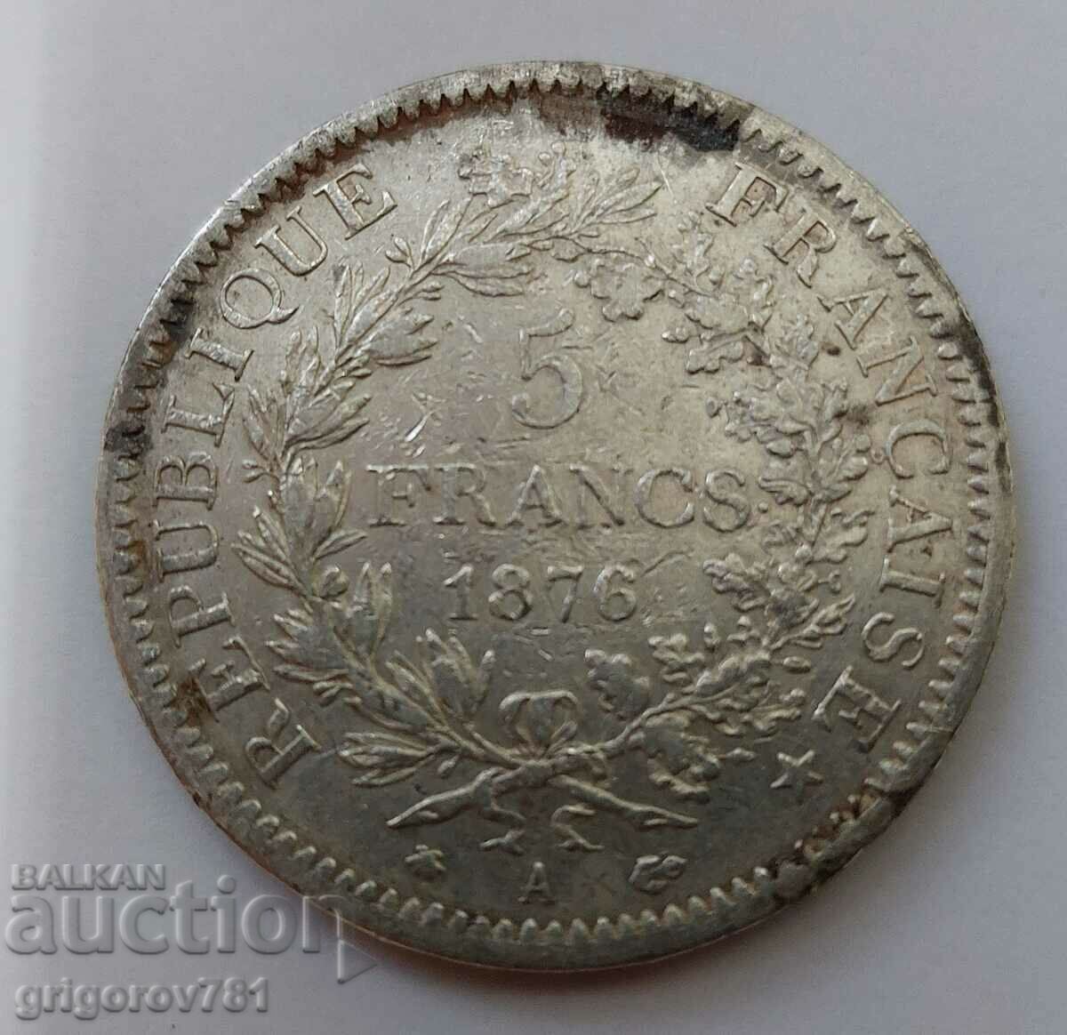 5 franci argint Franța 1876 A - monedă de argint # 29