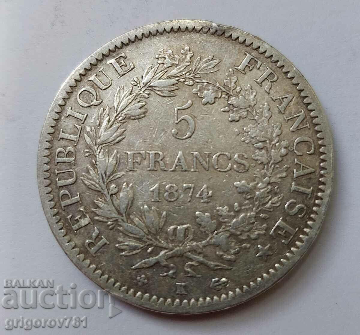 5 franci argint Franța 1874 K - monedă de argint # 30