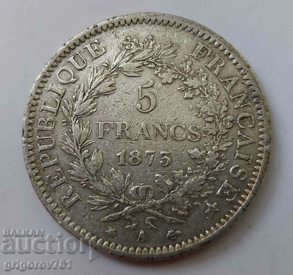 Ασημένιο 5 φράγκα Γαλλία 1873 Α - ασημένιο νόμισμα # 31