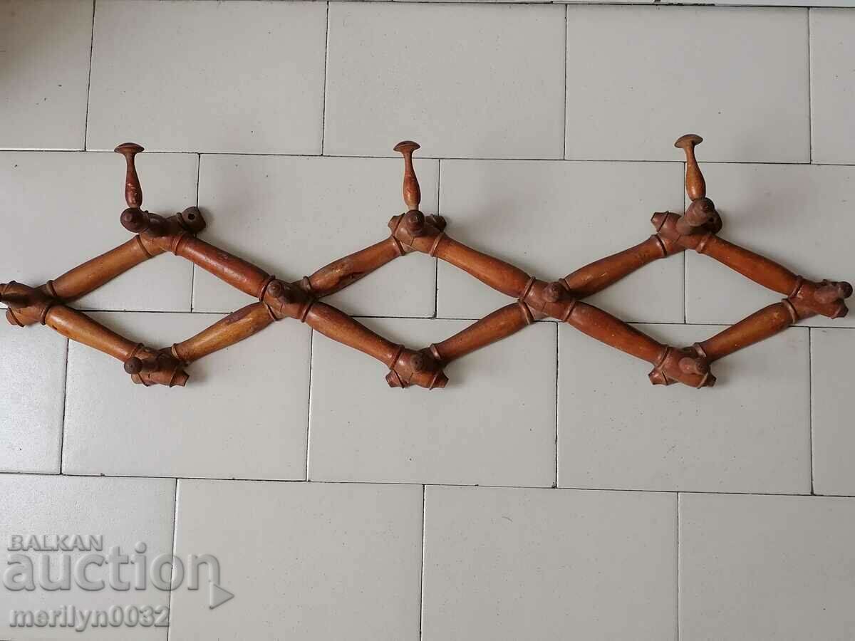 Auction Old extendable turned wooden hanger, wooden Auction Old extendable turned wooden hanger, wooden