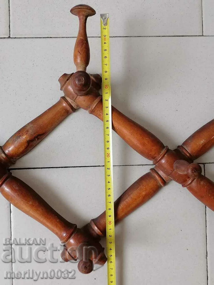 Old extendable turned wooden hanger, wooden - 5 Old extendable turned wooden hanger, wooden - 5