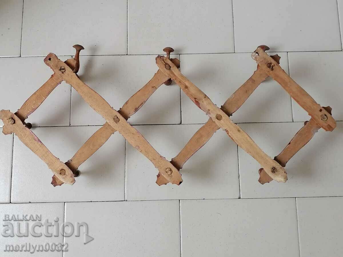 Old extendable turned wooden hanger, wooden - 7 Old extendable turned wooden hanger, wooden - 7