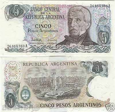 +++ ARGENTINA 5 Peso P 312a 1983-1984 UNC +++